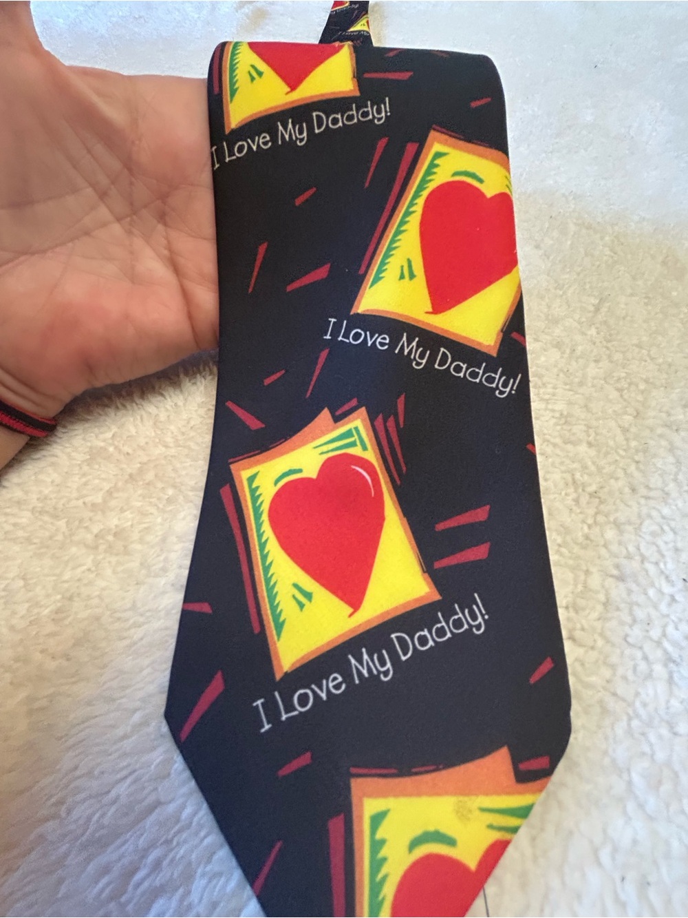 🎁3 for $30 - Black 'I Love My Daddy!' Heart Print Tie